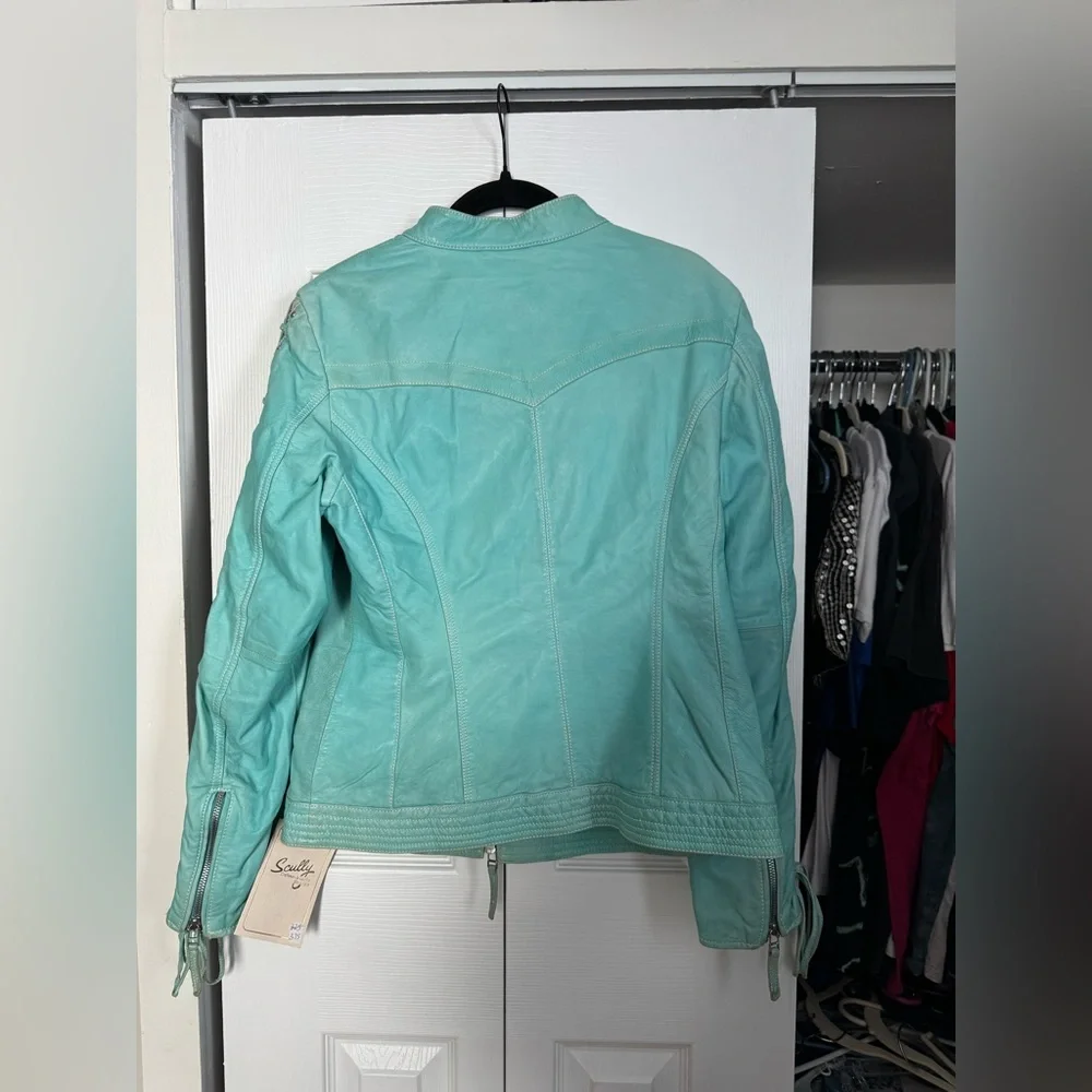 Vintage Scully Women's Teal Leather Jacket - Picture 8 of 12